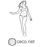Autocad drawing young lady in swimsuit two piece dwg dxf , in People Women
