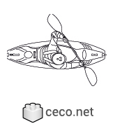 Autocad drawing young man kayaking dwg , in People Fitness & Sports