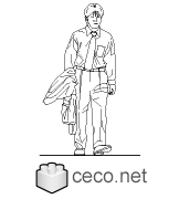 Autocad drawing Young man office worker walking dwg , in People Men