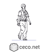 Autocad drawing young postman messenger or delivery man 01 dwg , in People Men