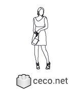 Autocad drawing young teenager dressed for a party dwg , in People Women