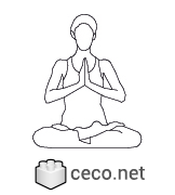 Autocad drawing young woman doing yoga meditating in lotus position , in People Fitness & Sports