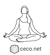 Autocad drawing young woman meditating in lotus position dwg , in People Fitness & Sports