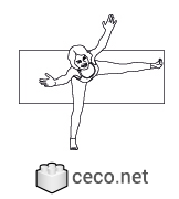 Autocad drawing young woman practicing yoga on a mat top view dwg , in People Fitness & Sports