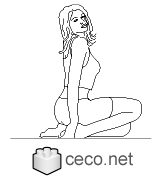 Autocad drawing young woman sitting on the floor dwg dxf , in People Women