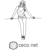 Autocad drawing young woman with sunglasses dwg dxf , in People Women