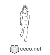 Autocad drawing young woman walking front view dwg , in People Women