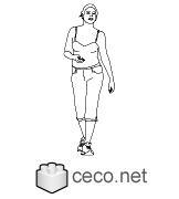 Autocad drawing young woman walking dwg dxf , in People Women