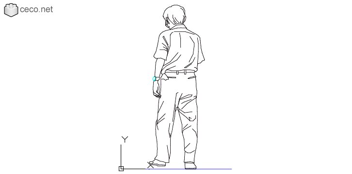 autocad drawing A man standing back with a watch on his wrist in People, Men