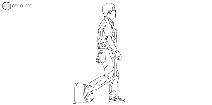 autocad drawing adult man walking the male walk in People, Men