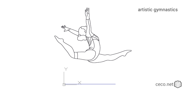 autocad drawing artistic gymnastics in People, Fitness & Sports