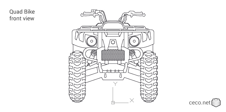 autocad drawing ATV 4-wheeler Quad Bike front view in Vehicles, Bikes & Motorcycles