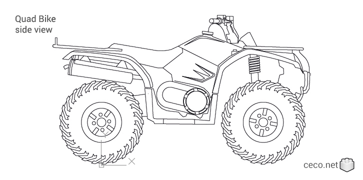 autocad drawing ATV 4-wheeler Quad Bike side view in Vehicles, Bikes & Motorcycles