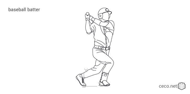 autocad drawing baseball batter in People, Fitness & Sports