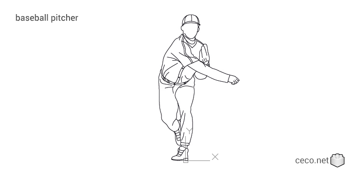 autocad drawing baseball pitcher in People, Fitness & Sports