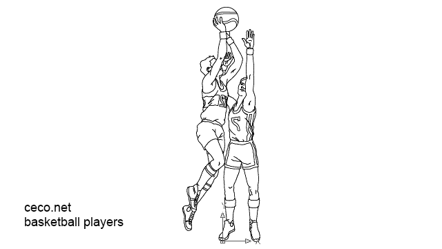 autocad drawing basketball players sportsmen in Equipment, Sports Gym Fitness