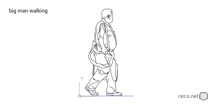 autocad drawing big man walking in People, Men