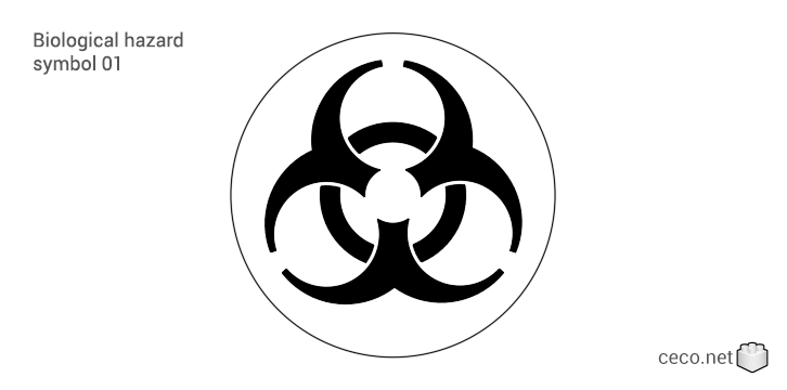 autocad drawing Biological hazard symbol 01 in Symbols Signs Signals, ISO standards