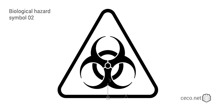 autocad drawing Biological hazard symbol 02 sign poster biohazard in Symbols Signs Signals, ISO standards
