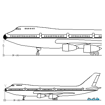 autocad drawing Boeing 747 Jumbo Jet in Vehicles, Aircrafts