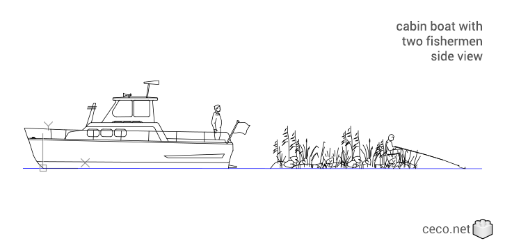 autocad drawing cabin boat with two fishermen side view in Vehicles, Boats & Ships autocad drawing cabin boat with two fishermen side view in Vehicles, Boats & Ships