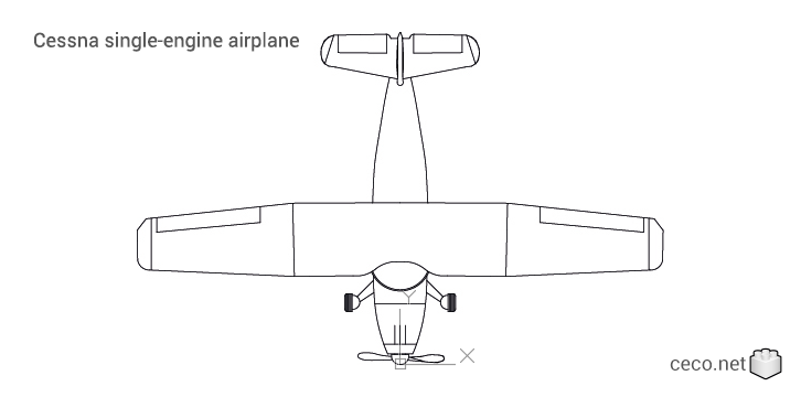 autocad drawing Cessna single engine airplane top view in Vehicles, Aircrafts