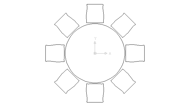 autocad drawing circular dining table eight chairs in Furniture