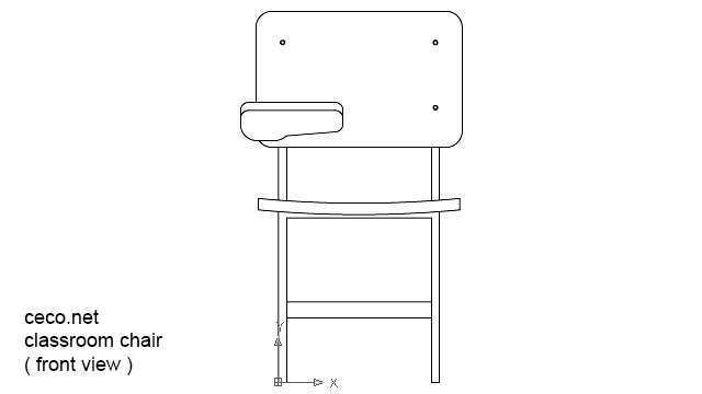 autocad drawing classroom chair in front view in Furniture