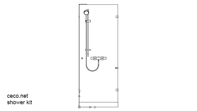 autocad drawing corner shower kit 1 front view in Bathrooms Detail