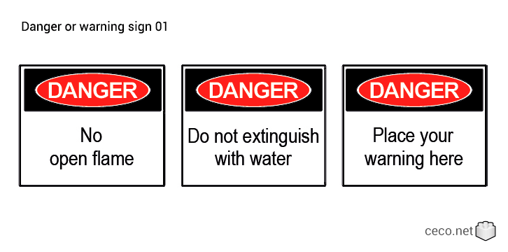autocad drawing Danger or warning sign 01 in Symbols Signs Signals, ISO standards