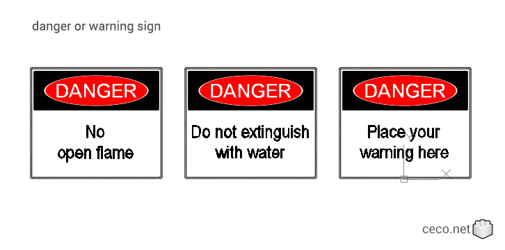 autocad drawing danger or warning sign in Symbols Signs Signals