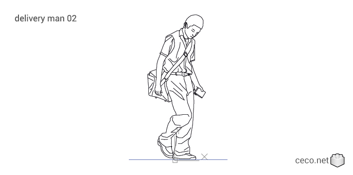 autocad drawing delivery man young postman or messenger 02 in People, Men