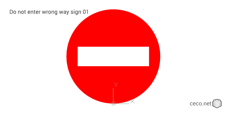 autocad drawing Do not enter wrong way sign 01 in Symbols Signs Signals, ISO standards