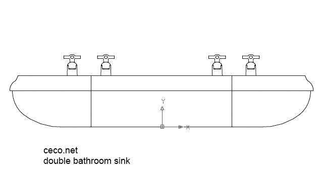 autocad drawing double bathroom sink 1 front view in kitchen & bathroom