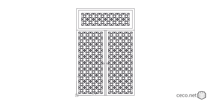 autocad drawing double wooden door wrought iron and glass entry door in Decorative elements