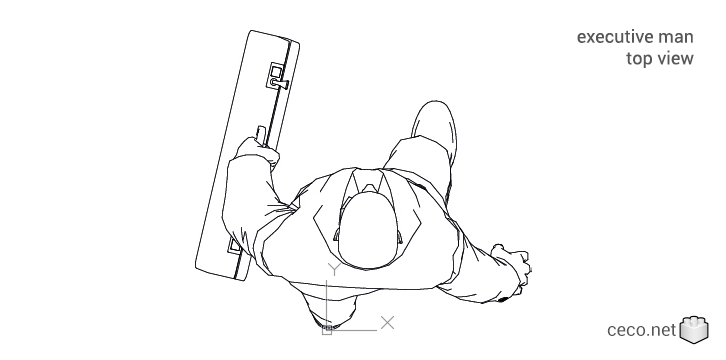 autocad drawing executive man with briefcase top view in People, Men