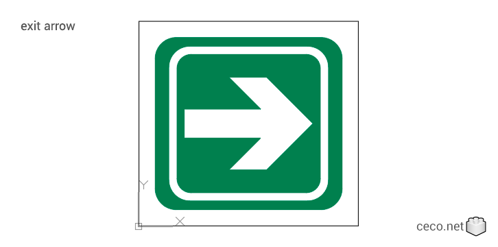autocad drawing EXIT arrow signage in Symbols Signs Signals, ISO standards