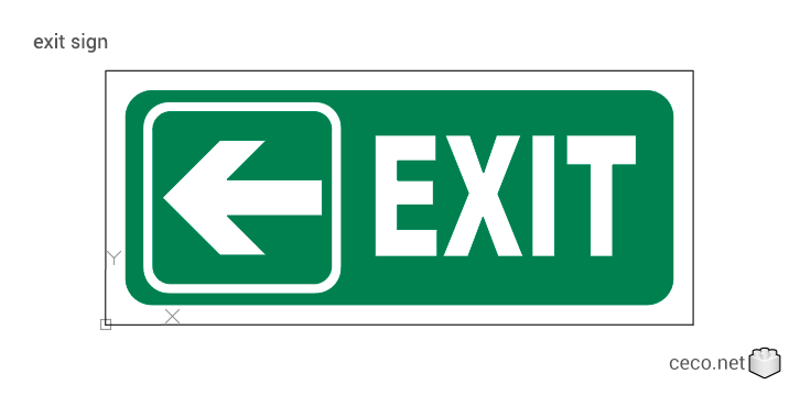 autocad drawing EXIT sign with an arrow Emergency exit signage in Symbols Signs Signals, ISO standards