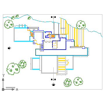 autocad drawing Fallingwater House - Third floor in Architecture
