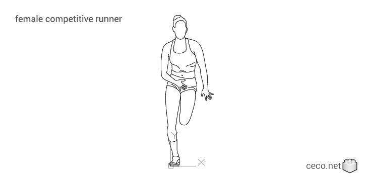 autocad drawing female competitive runner front view in People, Fitness & Sports