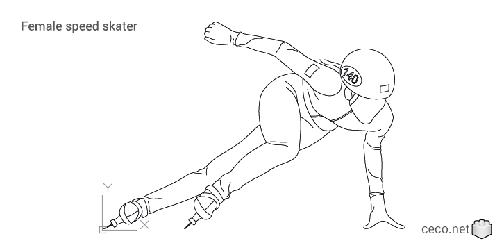 autocad drawing Female speed skater in People, Fitness & Sports