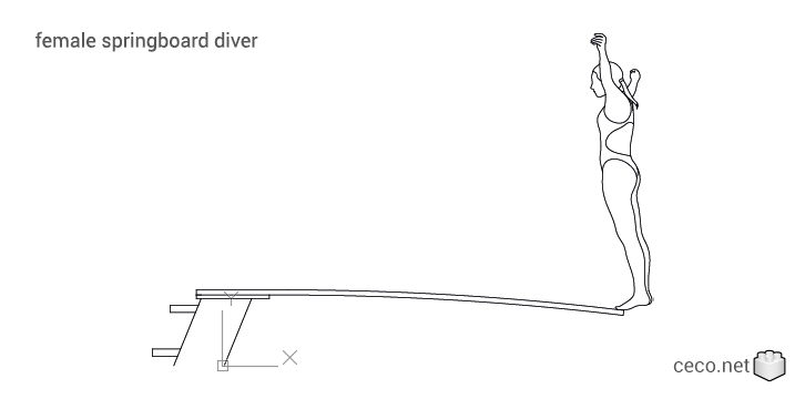autocad drawing female springboard diver in People, Fitness & Sports