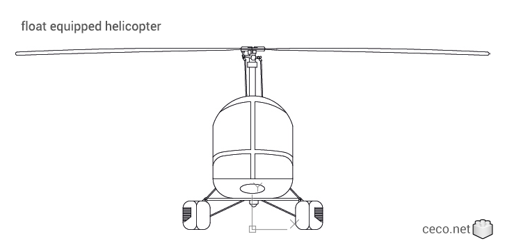 autocad drawing float equipped helicopter front view in Vehicles, Aircrafts