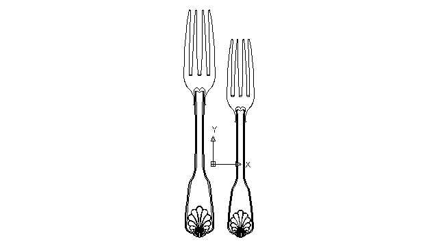 autocad drawing fork set silver kitchen cutlery forks spoons knives in Equipment