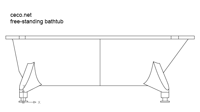 autocad drawing freestanding bathtub side view in kitchen & bathroom
