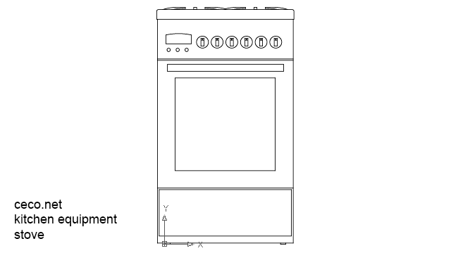 autocad drawing gas cooker with oven kitchen appliances in Equipment