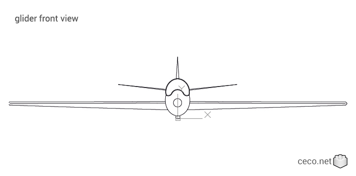 autocad drawing glider or sailplane soaring front view in Vehicles, Aircrafts