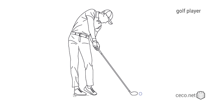 autocad drawing golf player in People, Fitness & Sports