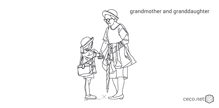 autocad drawing grandmother and granddaughter in People, Family & Groups