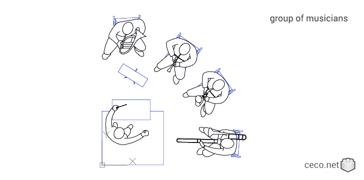 autocad drawing group of musicians band ensemble or orchestra in People, Family & Groups